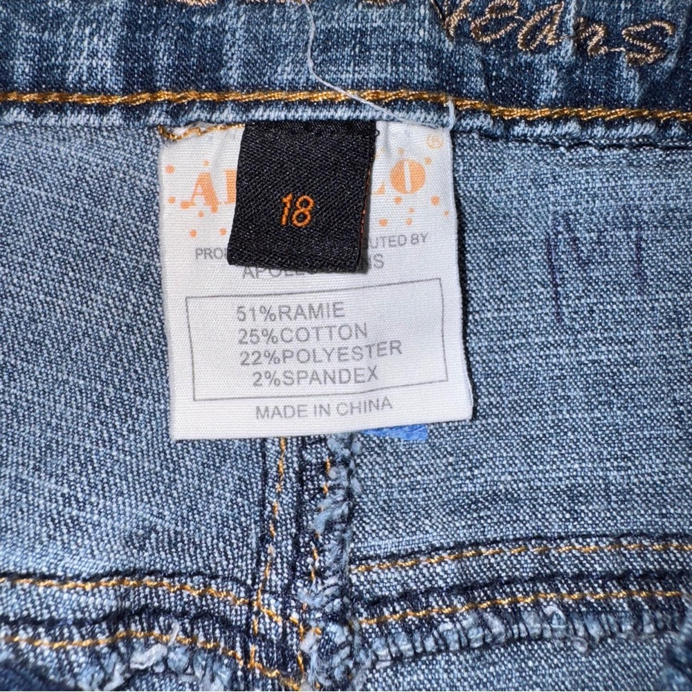 Apollo Jeans Bootcut Blue‎ Denim Rhinestone Embellished Distressed Women’s 18 - Picture 9 of 13